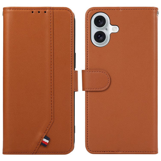 For iPhone 16 Plus Case RFID Blocking Flip Leather Phone Cover - Brown