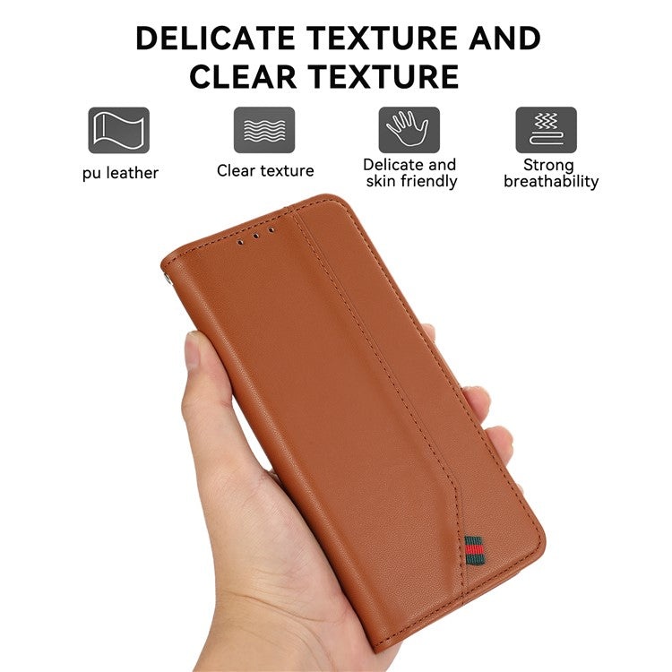 For iPhone 16 Plus Case RFID Blocking Flip Leather Phone Cover - Brown