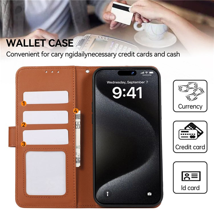 For iPhone 16 Plus Case RFID Blocking Flip Leather Phone Cover - Brown