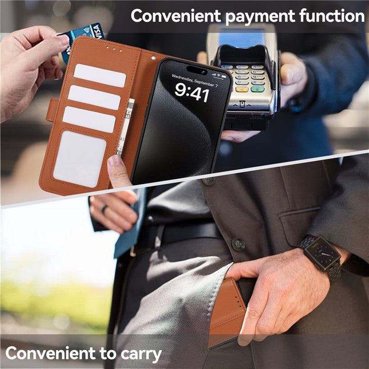 For iPhone 16 Plus Case RFID Blocking Flip Leather Phone Cover - Brown