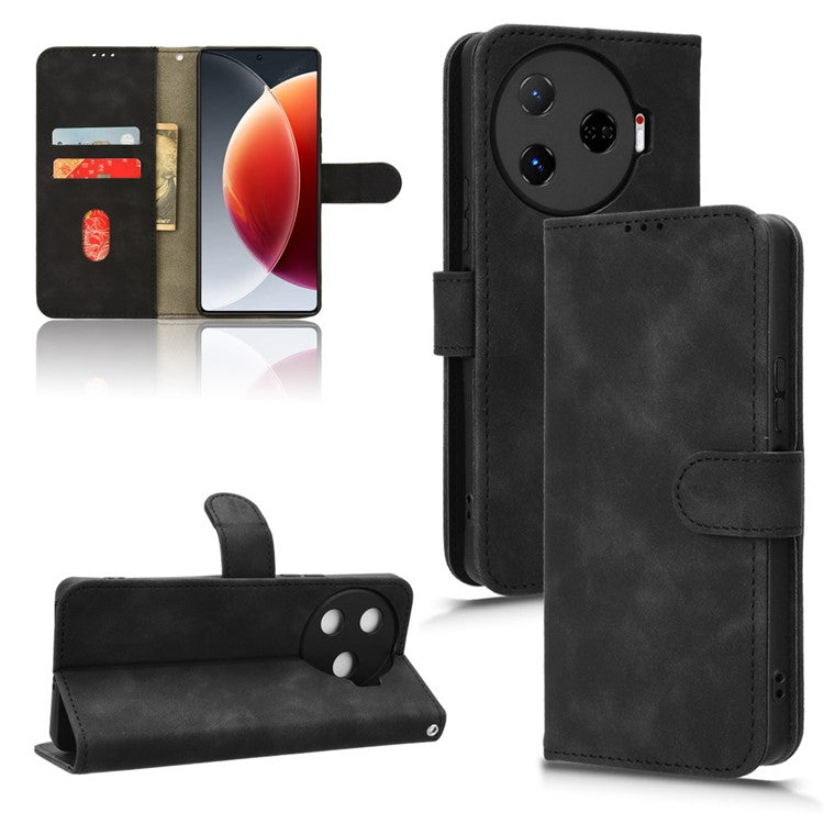 For TECNO Camon 30 Pro 5G Case Skin-Feel Leather Phone Cover - Black