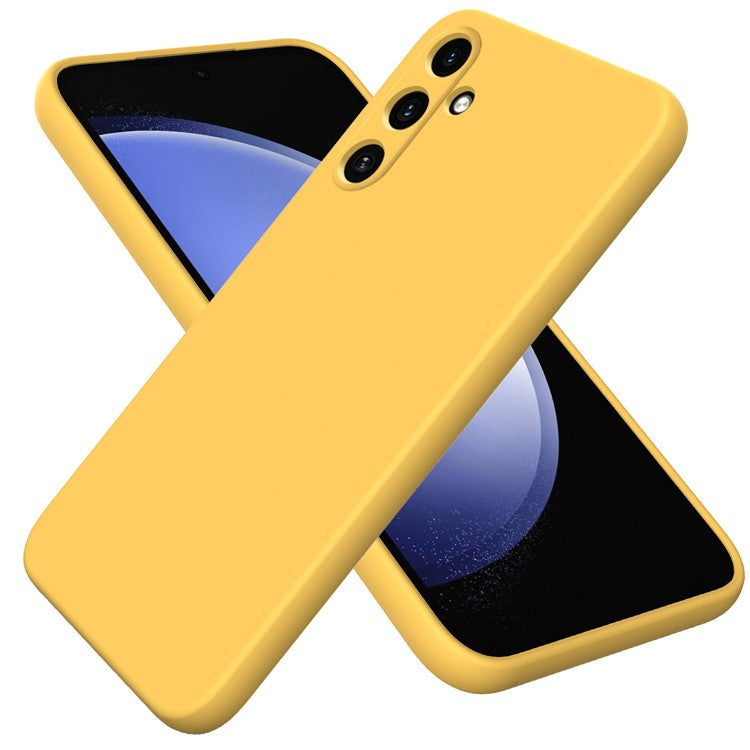 For Samsung Galaxy M55 5G / F55 5G / C55 5G Case Liquid Silicone Anti-Scratch Phone Cover with Strap - Yellow