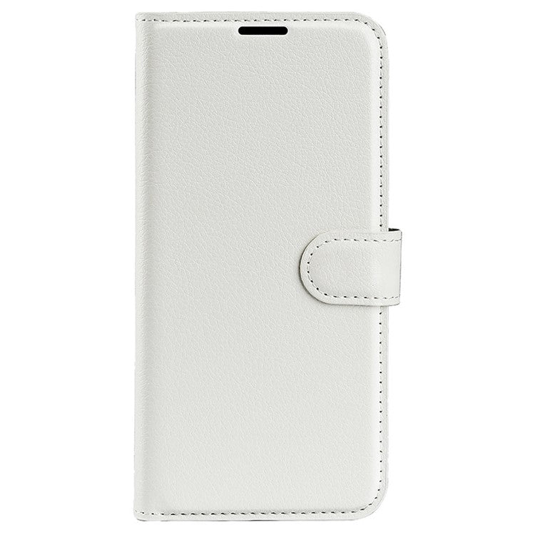 For iPhone 16 Plus Case Litchi Texture Leather Phone Cover Horizontal Viewing Stand - White
