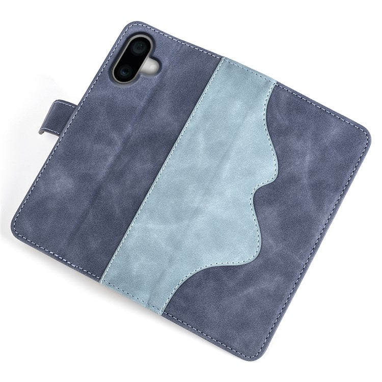 For iPhone 16 Case Wallet Dual Color Flip Leather Phone Cover - Blue