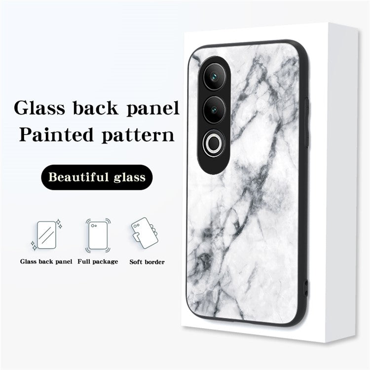 For OnePlus Nord CE4 5G Tempered Glass Case Marble Pattern Protective Phone Cover -  White Marble