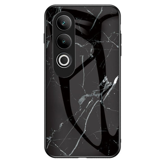 For OnePlus Nord CE4 5G Tempered Glass Case Marble Pattern Protective Phone Cover -  Black Marble
