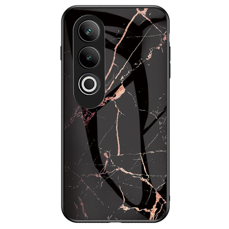 For OnePlus Nord CE4 5G Tempered Glass Case Marble Pattern Protective Phone Cover -  Gold Black Marble