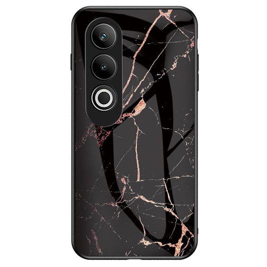 For OnePlus Nord CE4 5G Tempered Glass Case Marble Pattern Protective Phone Cover -  Gold Black Marble