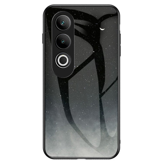 For OnePlus Nord CE4 5G Case Starry Sky Pattern Tempered Glass Phone Cover - Starry Crescent Moon