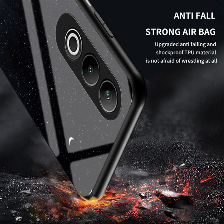 For OnePlus Nord CE4 5G Case Starry Sky Pattern Tempered Glass Phone Cover - Starry Crescent Moon