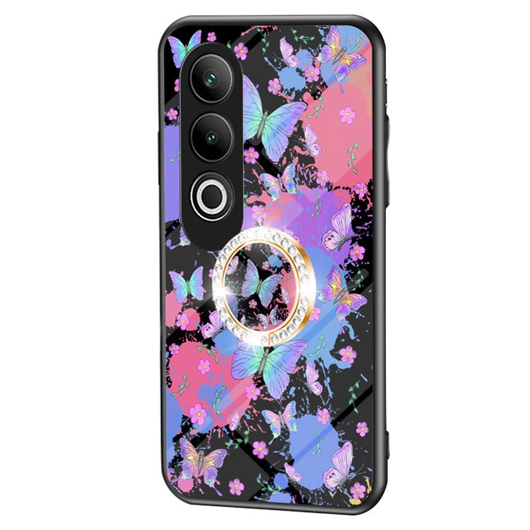 For OnePlus Nord CE4 5G Case Pattern Print Tempered Glass Kickstand Phone Cover - Brilliant Butterfly