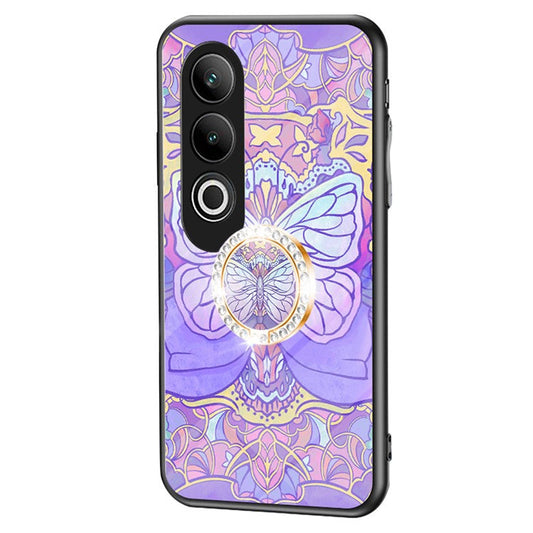 For OnePlus Nord CE4 5G Case Pattern Print Tempered Glass Kickstand Phone Cover - Phantom Butterfly