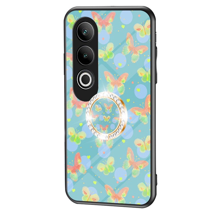 For OnePlus Nord CE4 5G Case Pattern Print Tempered Glass Kickstand Phone Cover - Lush Butterfly