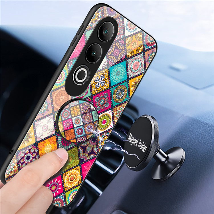 For OnePlus Nord CE4 5G Case Kickstand Ethnic Pattern Tempered Glass+PC+TPU Phone Cover - Color Pattern