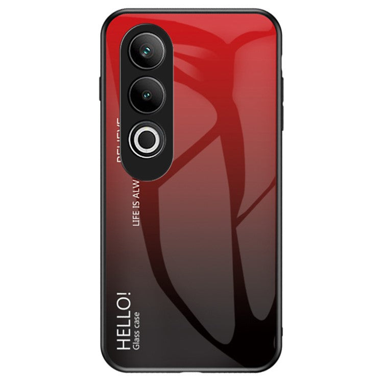 For OnePlus Nord CE4 5G Case Tempered Glass Gradient Color Phone Cover - Gradient Red Black
