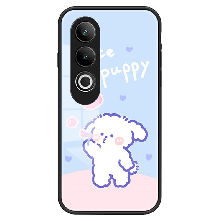 For OnePlus Nord CE4 5G Case Tempered Glass Phone Cover Cute Animal Art Pattern - Bubble Dog