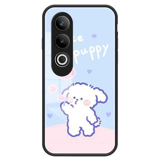For OnePlus Nord CE4 5G Case Tempered Glass Phone Cover Cute Animal Art Pattern - Bubble Dog