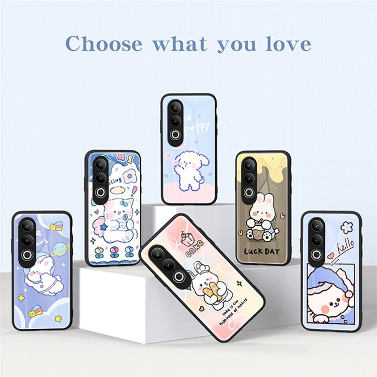 For OnePlus Nord CE4 5G Case Tempered Glass Phone Cover Cute Animal Art Pattern - Bubble Dog