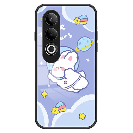 For OnePlus Nord CE4 5G Case Tempered Glass Phone Cover Cute Animal Art Pattern - Aerospace Rabbit