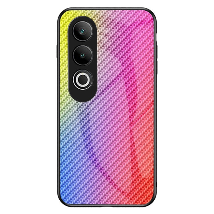 For OnePlus Nord CE4 5G Case Carbon Fiber Texture Tempered Glass Phone Cover - Colorful Fiber