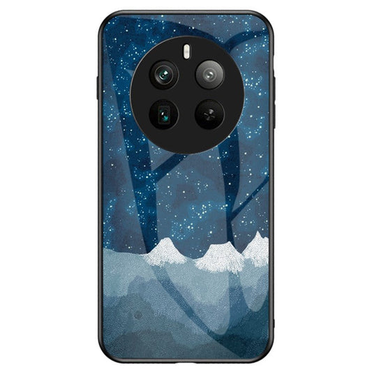 For Realme 12 Pro 5G / 12 Pro+ 5G Case Slim Tempered Glass Phone Cover Starry Sky Pattern Design - Scattering Starry