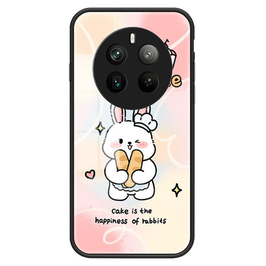 For Realme 12 Pro+ 5G / 12 Pro Case Shockproof Tempered Glass Phone Cover Cartoon Animal - Happy Rabbit
