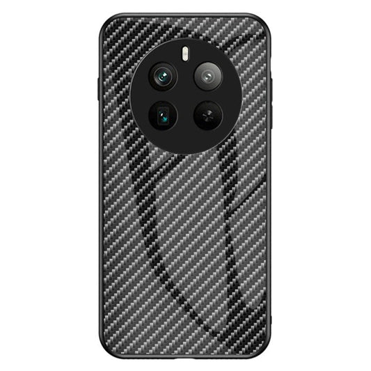For Realme 12 Pro 5G / 12 Pro+ 5G Case Tempered Glass+PC+TPU Mobile Phone Cover - Black Fiber