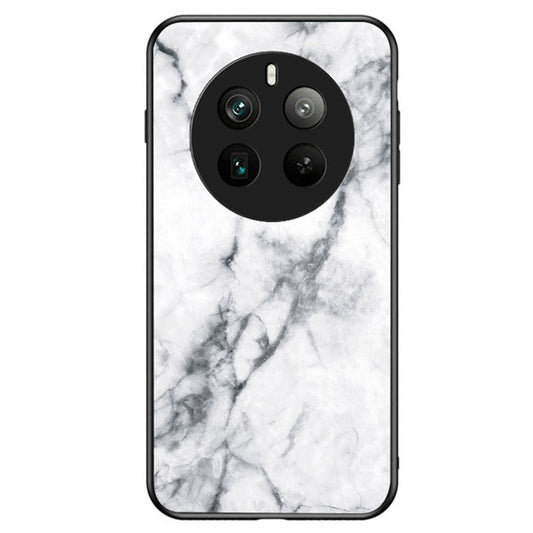 For Realme 12 Pro 5G / 12 Pro+ 5G Tempered Glass Case Marble Pattern Protective Phone Cover - White Marble