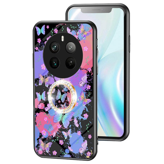 For Realme 12 Pro 5G / 12 Pro+ 5G Kickstand Case Butterfly Series Tempered Glass Phone Cover - Brilliant Butterfly