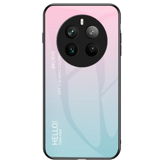 For Realme 12 Pro 5G / 12 Pro+ 5G Case Anti-Drop Tempered Glass Phone Cover - Gradient Pink Blue