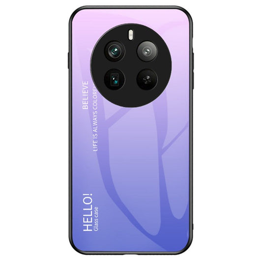 For Realme 12 Pro 5G / 12 Pro+ 5G Case Anti-Drop Tempered Glass Phone Cover - Gradient Pink Purple