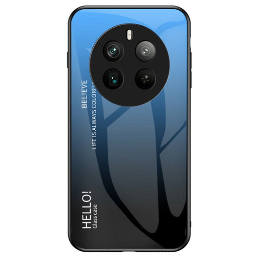 For Realme 12 Pro 5G / 12 Pro+ 5G Case Anti-Drop Tempered Glass Phone Cover - Gradient Blue Black