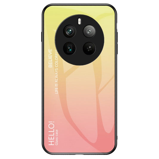 For Realme 12 Pro 5G / 12 Pro+ 5G Case Anti-Drop Tempered Glass Phone Cover - Gradient Yellow