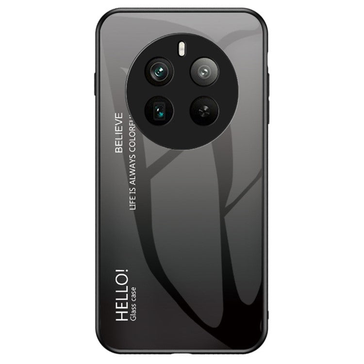 For Realme 12 Pro 5G / 12 Pro+ 5G Case Anti-Drop Tempered Glass Phone Cover - Gradient Black Grey