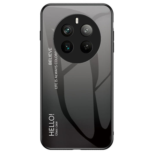For Realme 12 Pro 5G / 12 Pro+ 5G Case Anti-Drop Tempered Glass Phone Cover - Gradient Black Grey