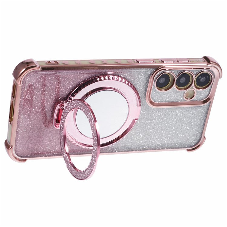 For Samsung Galaxy S23 FE Case Glitter Gradient TPU Phone Cover with Kickstand - Pink