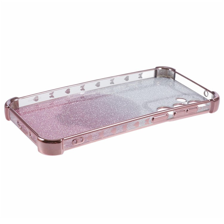 For Samsung Galaxy S23 FE Case Glitter Gradient TPU Phone Cover with Kickstand - Pink