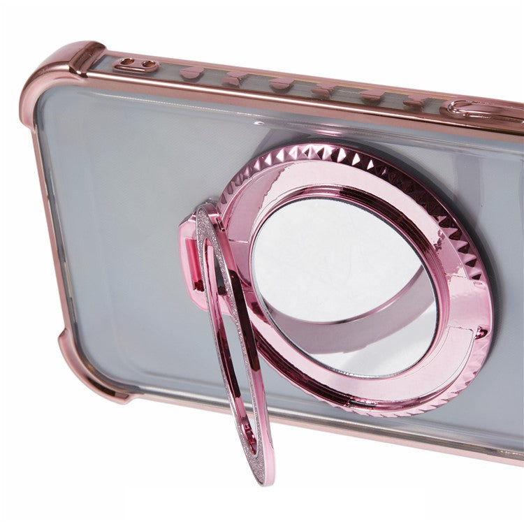 For Samsung Galaxy S23 FE Case Glitter Gradient TPU Phone Cover with Kickstand - Pink