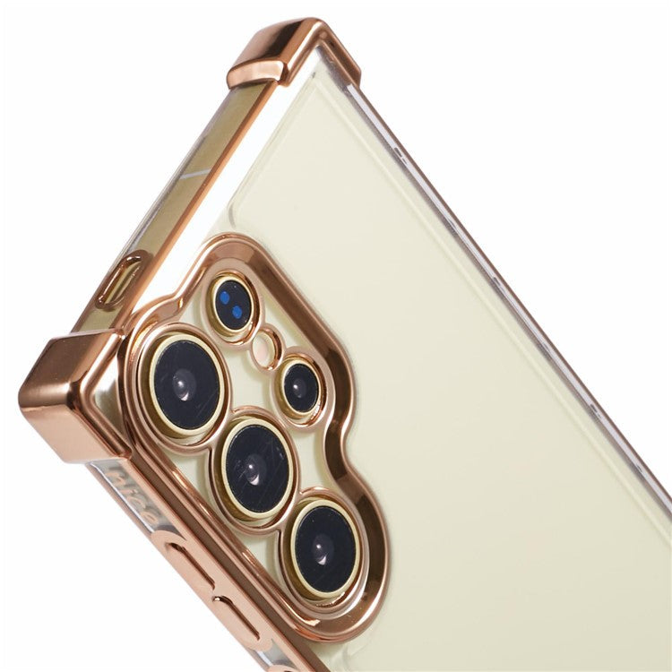 For Samsung Galaxy S24 Ultra Case Side Heart Electroplating TPU Phone Cover - Gold