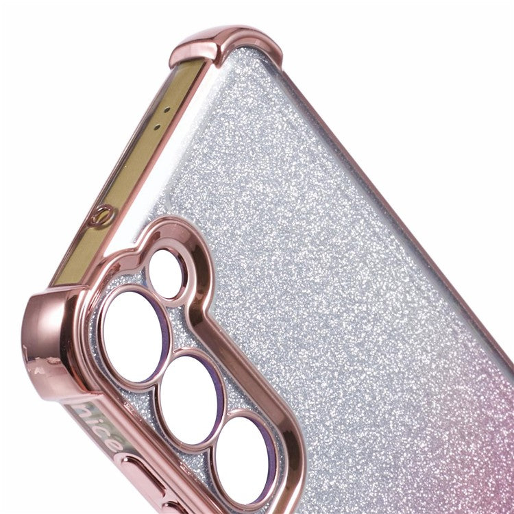 For Samsung Galaxy S23+ Case TPU Glitter Gradient Phone Cover Electroplate - Pink