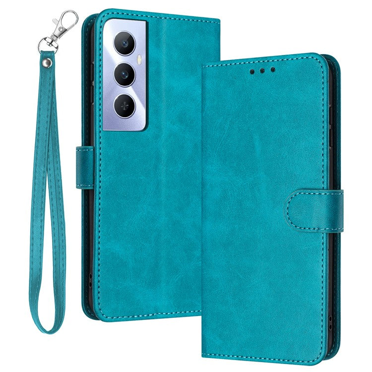 For Realme C65 4G Case Anti-fingerprint Leather Wallet Flip Stand Phone Cover - Green