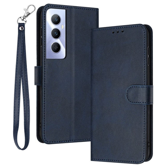 For Realme C65 4G Case Anti-fingerprint Leather Wallet Flip Stand Phone Cover - Sapphire
