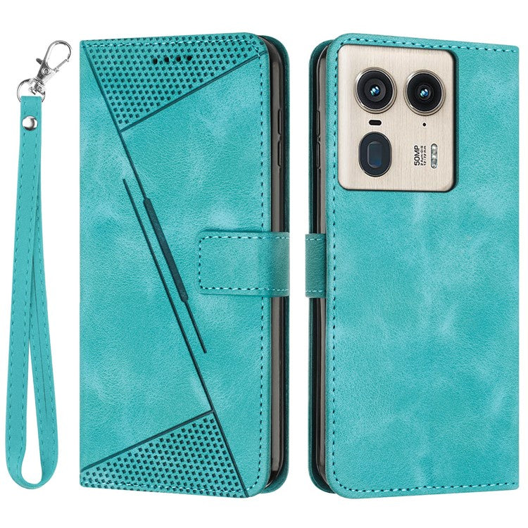 For Motorola Edge 50 Ultra 5G / Moto X50 Ultra 5G Case Leather Wallet Flip Phone Cover Triangle Imprinted - Green