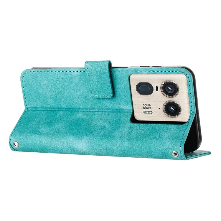 For Motorola Edge 50 Ultra 5G / Moto X50 Ultra 5G Case Leather Wallet Flip Phone Cover Triangle Imprinted - Green