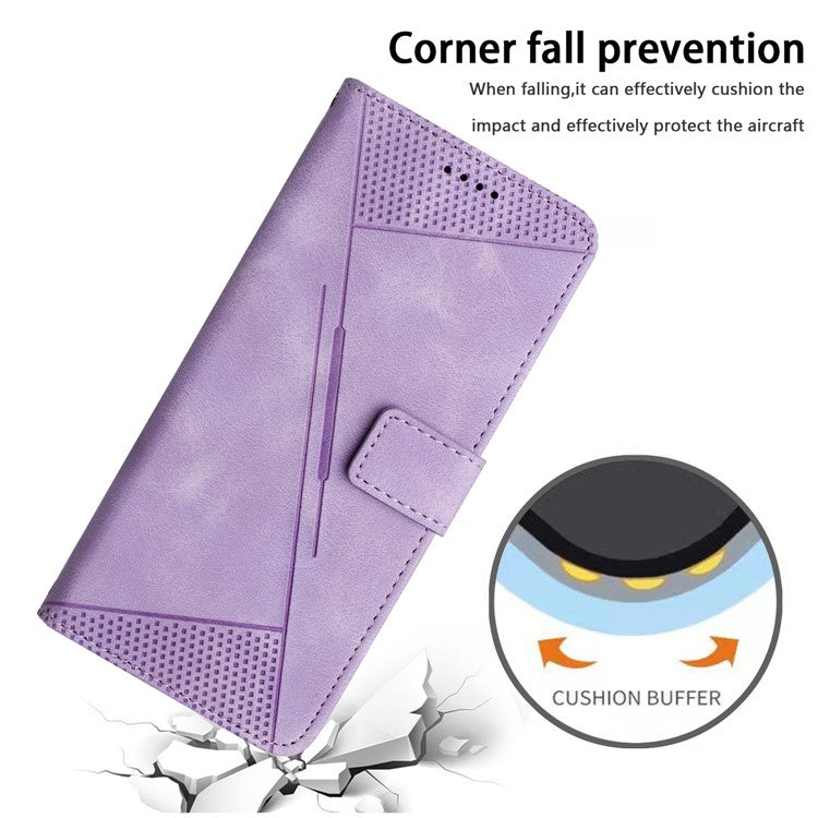 For Motorola Edge 50 Ultra 5G / Moto X50 Ultra 5G Case Leather Wallet Flip Phone Cover Triangle Imprinted - Purple