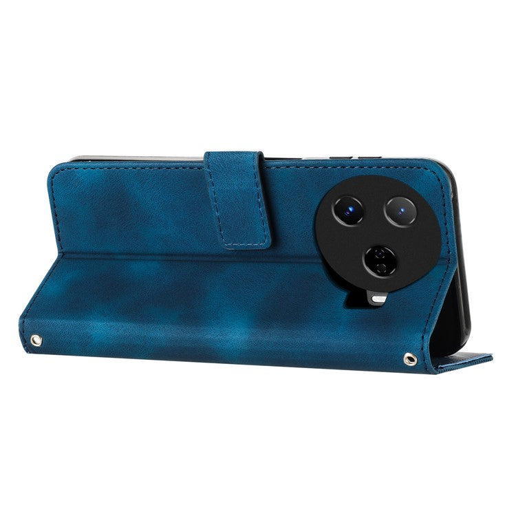 For TECNO Camon 30 Pro 5G Cell Phone Case Triangle Imprinted Leather Stand Cover - Sapphire