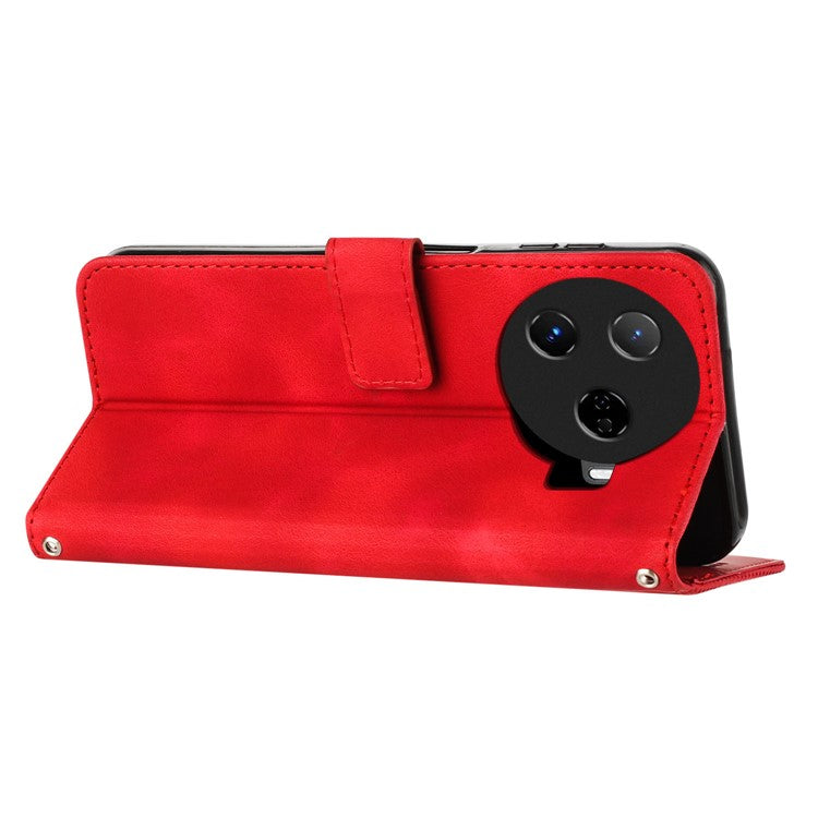 For TECNO Camon 30 Pro 5G Cell Phone Case Triangle Imprinted Leather Stand Cover - Red