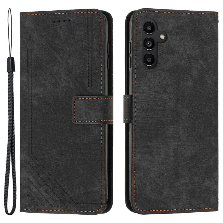 For Samsung Galaxy M55 5G / C55 5G / F55 5G Case PU Leather Wallet Skin-Touch Phone Cover - Black