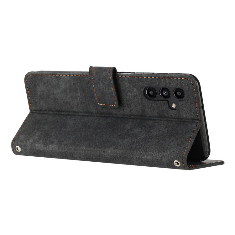 For Samsung Galaxy M55 5G / C55 5G / F55 5G Case PU Leather Wallet Skin-Touch Phone Cover - Black