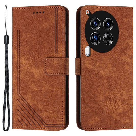 For TECNO Camon 30 4G / 5G Wallet Case Anti-Drop Imprinted PU Leather Flip Phone Cover - Brown